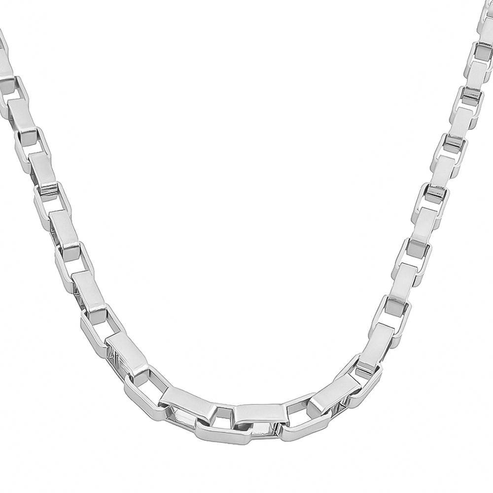 گردنبند استیل مدل آجری نقره ای